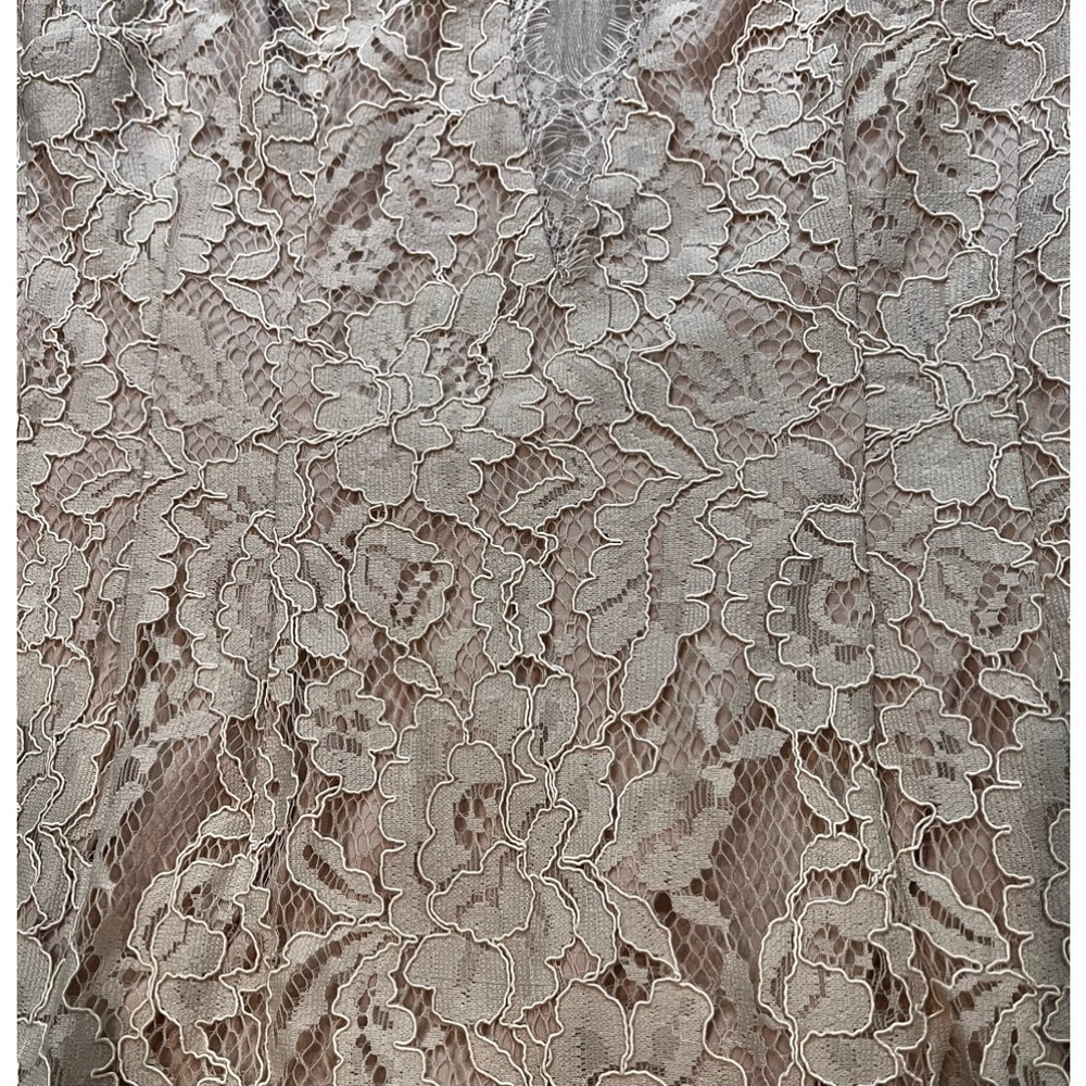 Aidan By Aidan Mattox Beige Open Back Lace Sheath Dress, Sz 8 - Picture 15 of 15